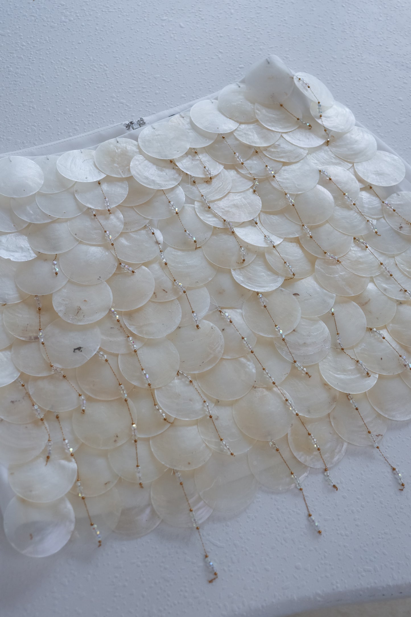 'Santorini' Shell Embellished Mini Skirt - Ivory