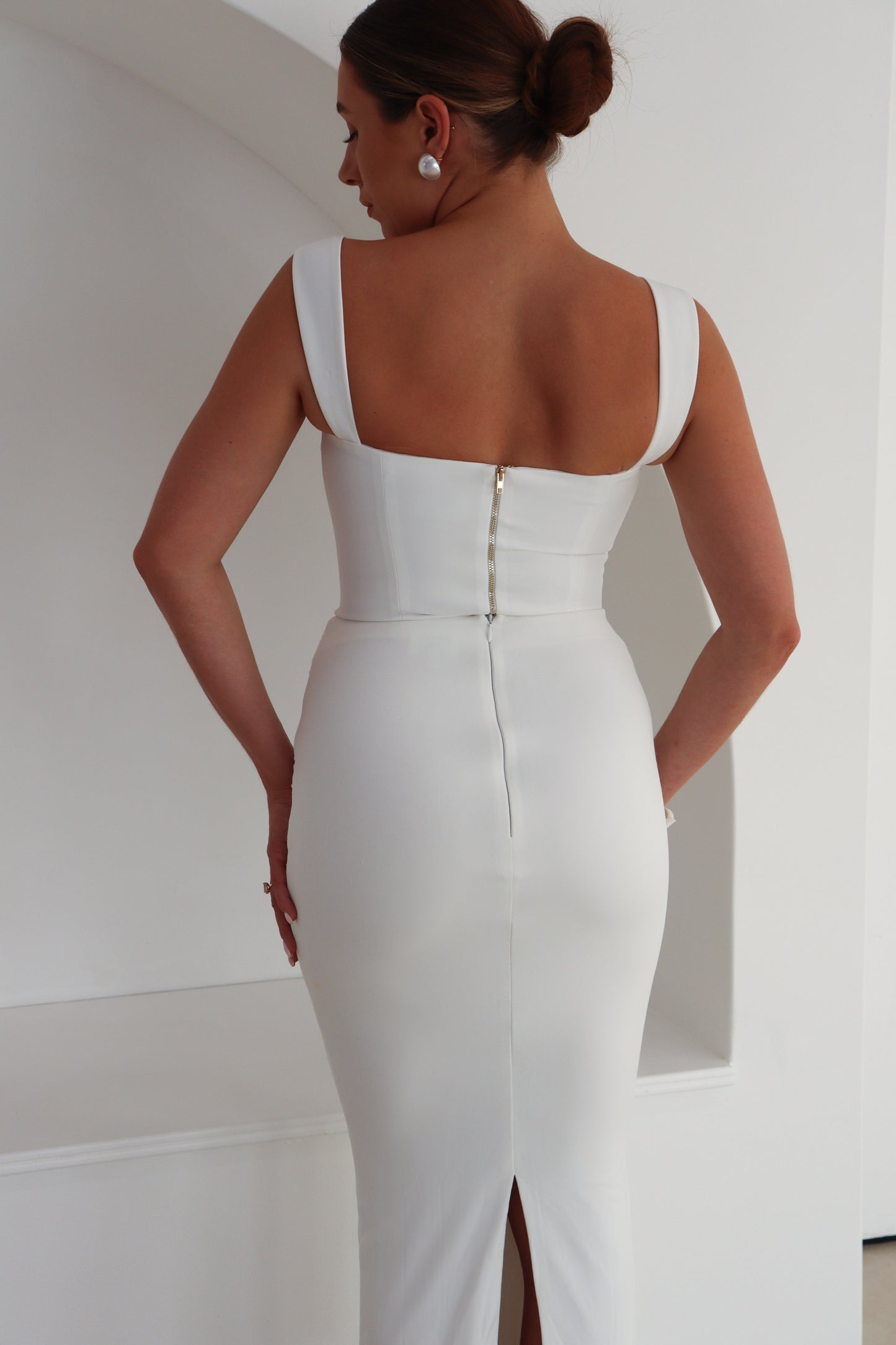 ‘Maya’ Tie Front Draped Maxi Skirt - White