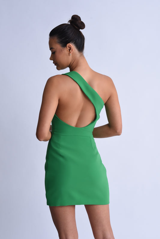 'Leo' One Shoulder Backless Mini Dress - Green