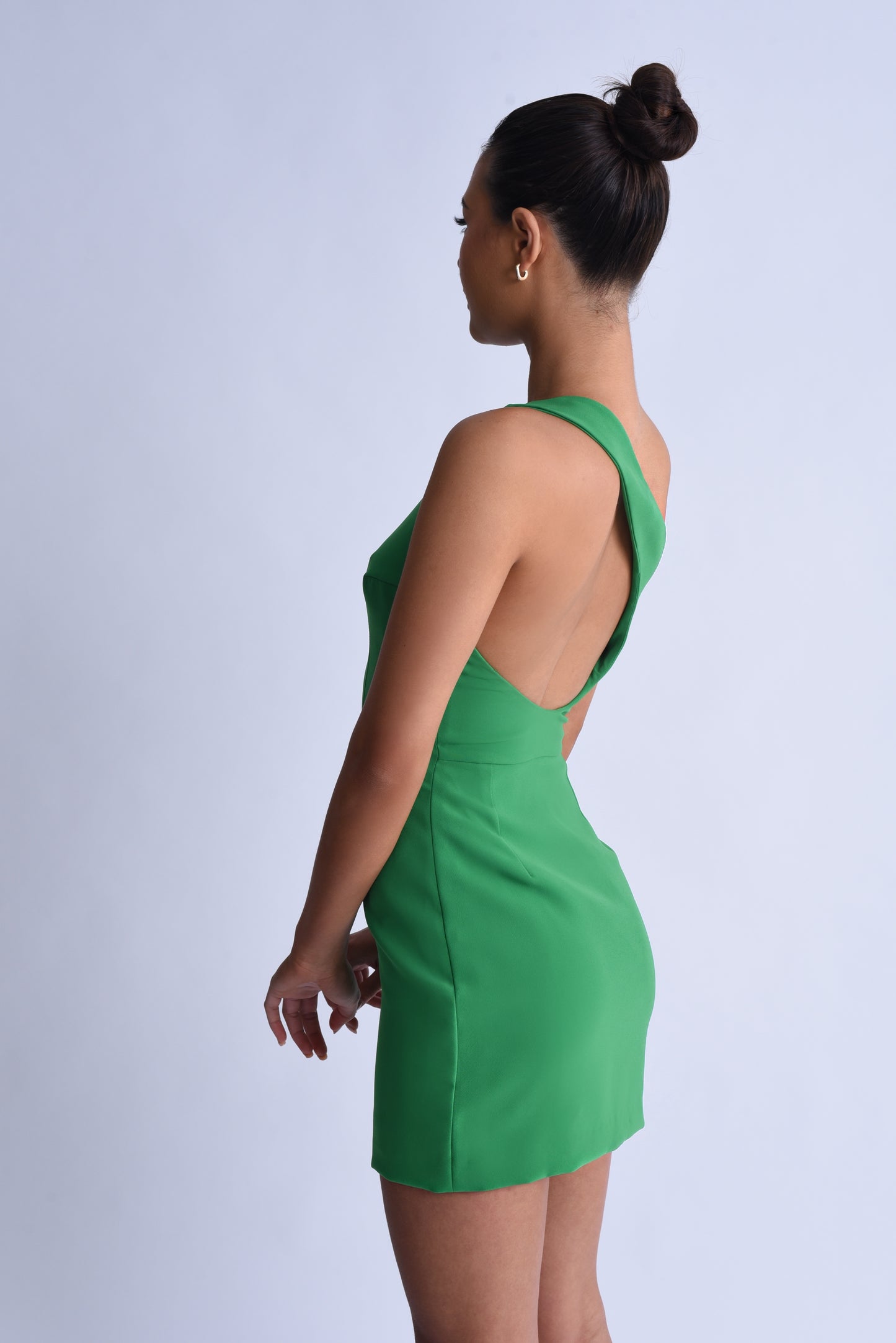 'Leo' One Shoulder Backless Mini Dress - Green